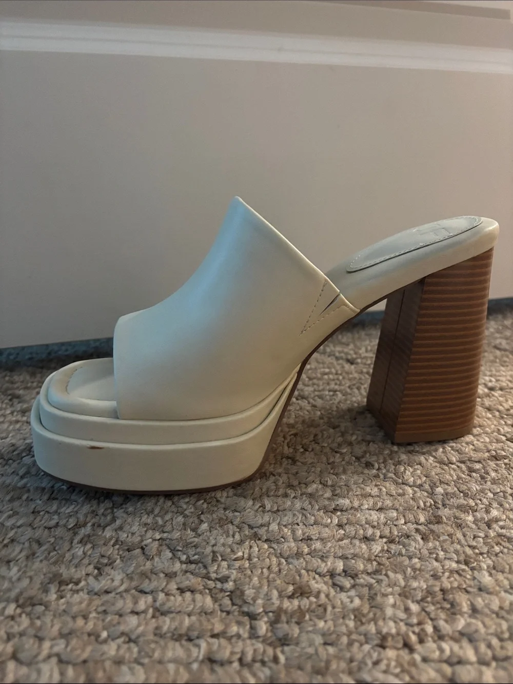 Cream Platform Mule Heels - JustFab